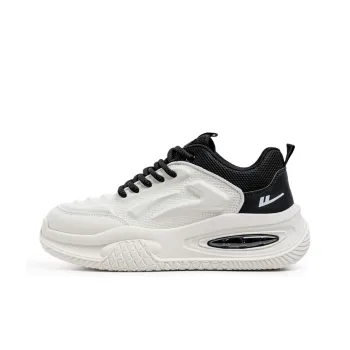 Warrior Height Increasing Wear Resistant Lightweight Slip Resistant Low Top Chunky Sneakers Men's White Black