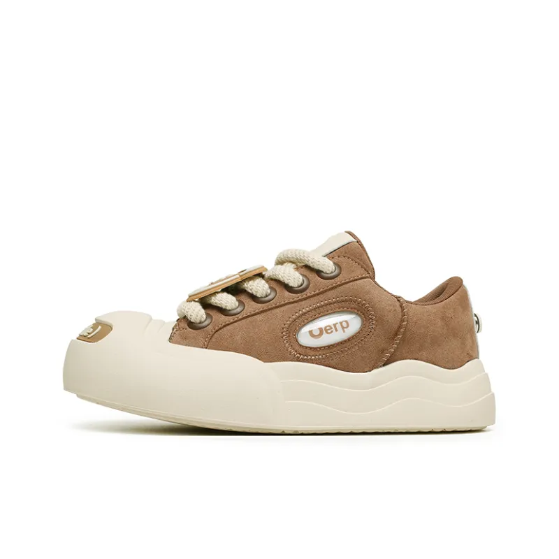 Angelmi Anti Slip Wear Resistant Low Top Skateboard Shoes Unisex Brown-0