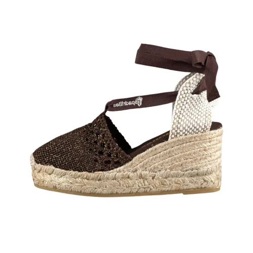 Espadrilles 하이힐 베이지 브라운 배색 여성