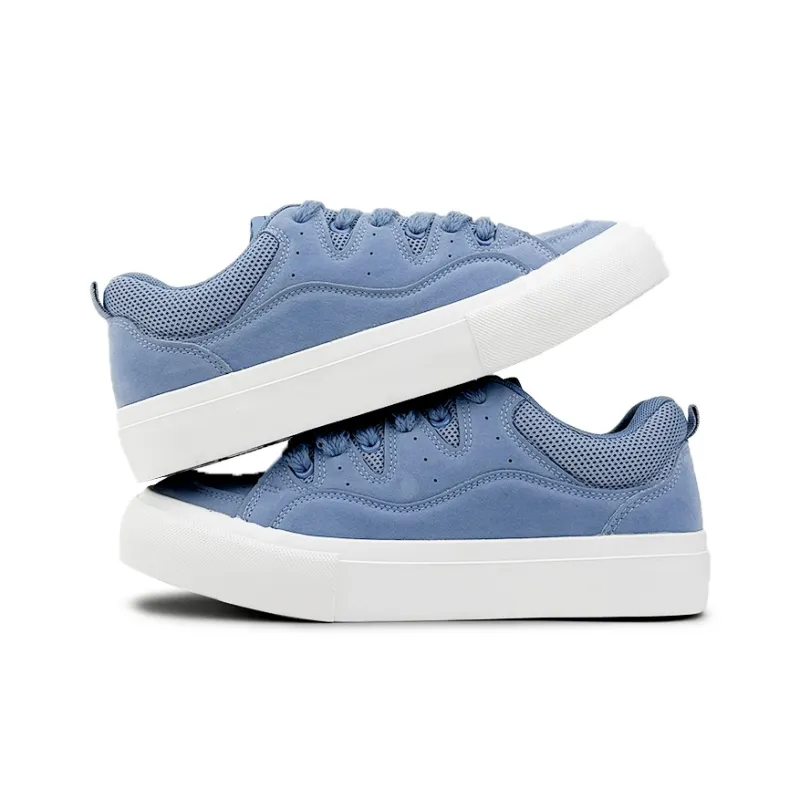 Mengsai Height Increasing Abrasion Resistant Lightweight Low Top Skateboard Shoes Unisex Sea Salt Haze Blue-4