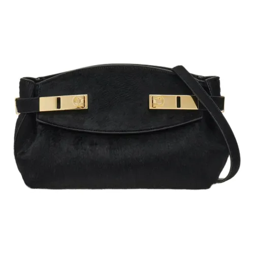 FERRAGAMO Horse Leather With Calfskin Crossbody Bag Shoulder Bag Mini Women's Black