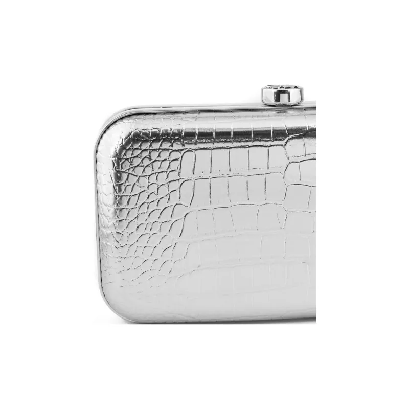 MICHAEL KORS Metal One Shoulder Clutch Women's Silver-4