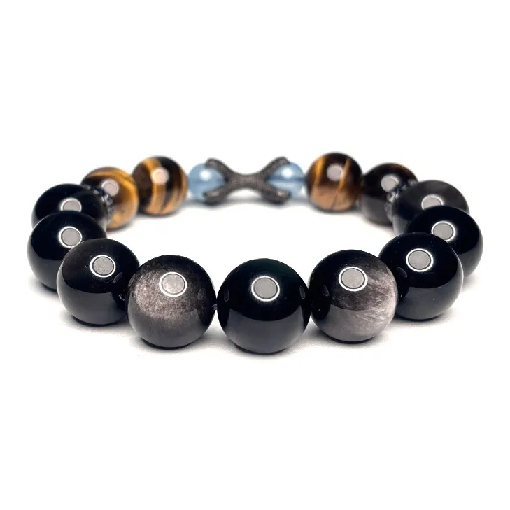 MOUNTAINS AND MANS Obsidian Luxury Good Luck Beaded Bracelet Men's-2