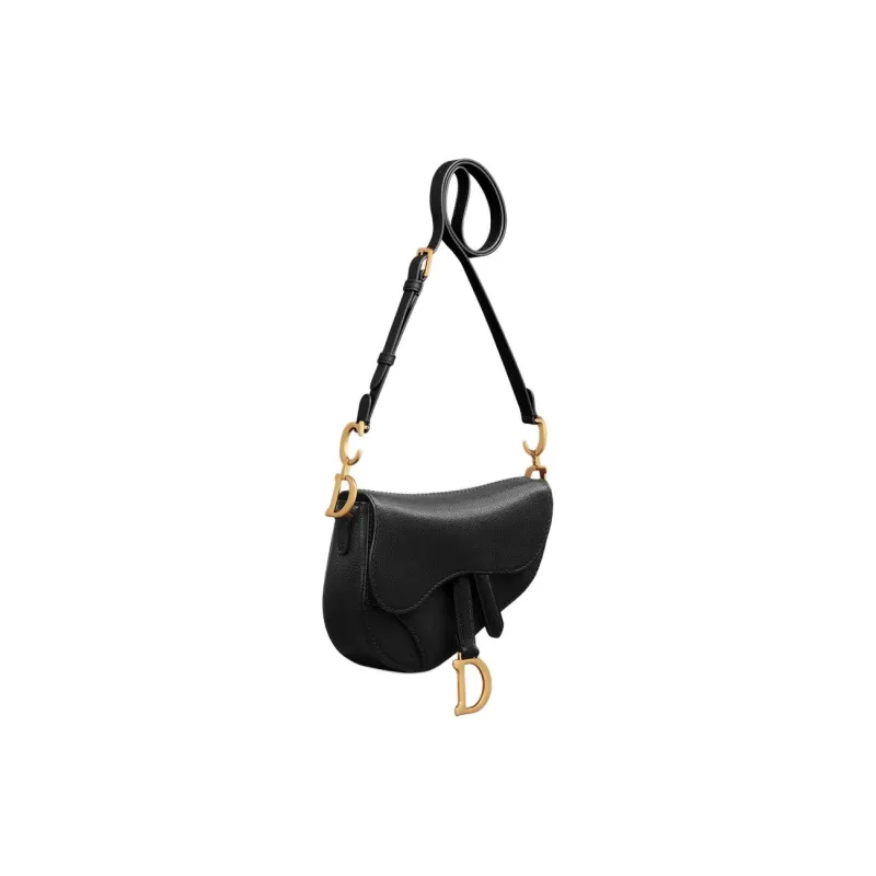 DIOR Goatskin Saddle Bags Shoulder Bags Mini Women's Black-2
