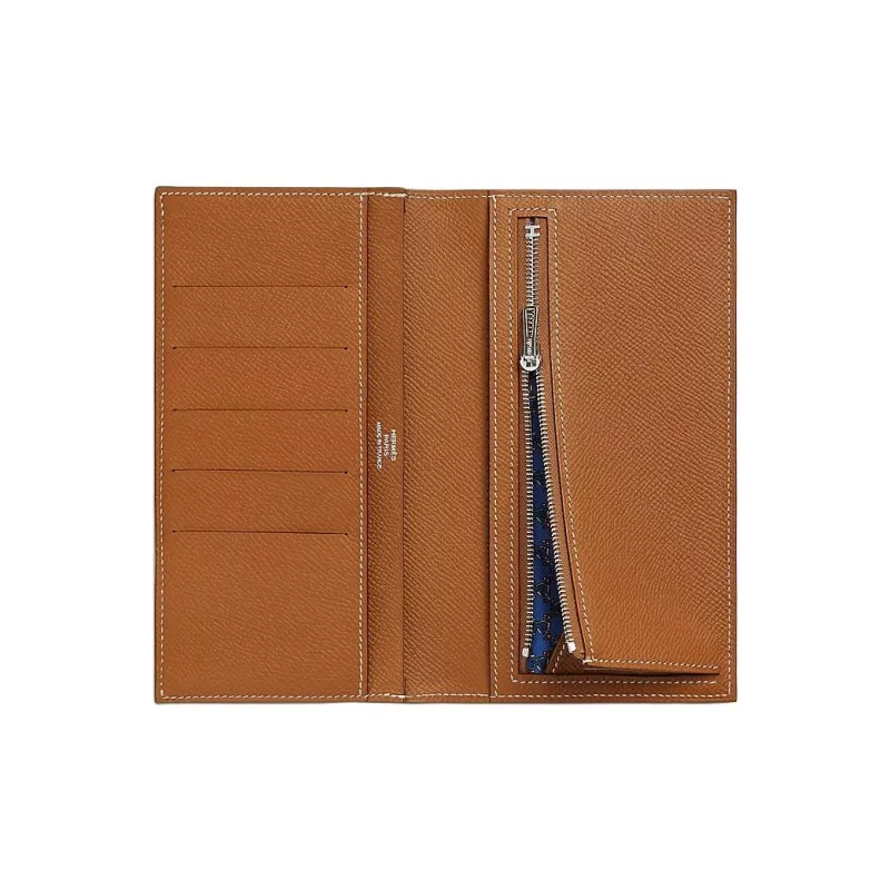 HERMES Citizen Twill Epsom Calfskin Wallet Women's Gold & French Blue & Sapphire Blue-1