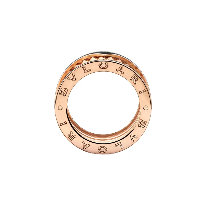 BVLGARI 18K Rose Gold Ceramic Rings Women's-1