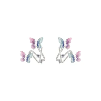KEYS VIA Copper Alloy Synthetic Cubic Zirconia Resin Faux Pearl Silver Needle Stud Earrings Women's