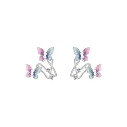 KEYS VIA Copper Alloy Synthetic Cubic Zirconia Resin Faux Pearl Silver Needle Stud Earrings Women's