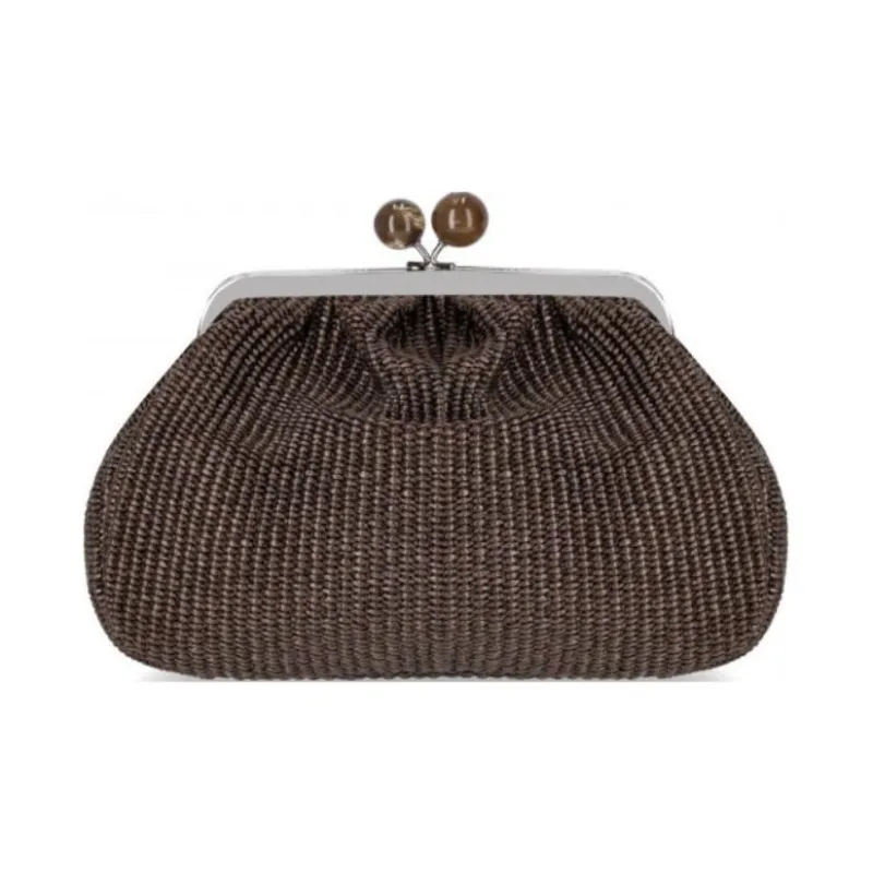 WEEKEND MaxMara Cotton With Modified Polyamide One Shoulder Clutch Medium Size Women's Dark Brown-2