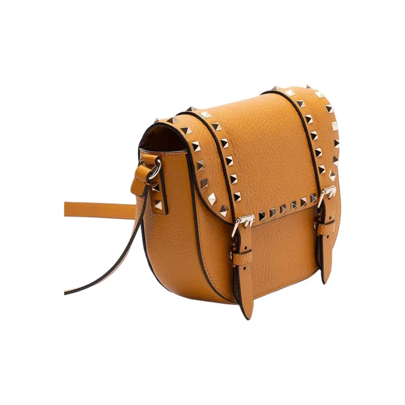 Valentino Rockstud Calfskin Messenger Bag Shoulder Bag Women's Brown-1