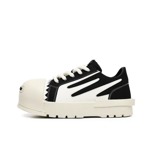 OUBT Fashion Big Head Casual Trendy Shoes Breathable And Slip Resistant Low Top Skateboard Shoes Unisex Black White