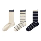 Milk White+Milk White Stripes+Navy Blue Stripes[3 Pack]