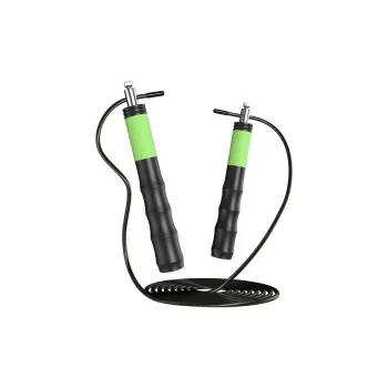 POVIT Aerobic Fat Reduction Non Countable Jump Ropes Adults ABS Silicone PVC Steel Wire 3.1m Black Green