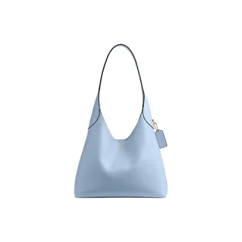 COACH Brooklyn Grained Leather Shoulder Bag Large Size Women's Blue
