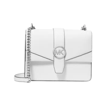 MICHAEL KORS Greenwich Cow Leather Crossbody Bag, Shoulder Bag Small Size Women's White