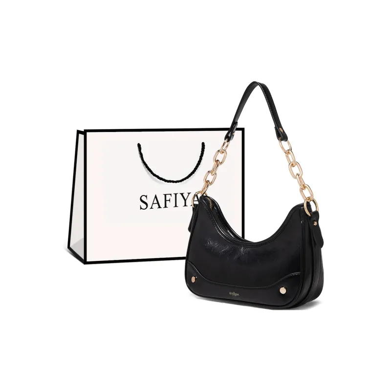 Safiya Synthetic Leather Handbag Shoulder Bag Women's Black-0