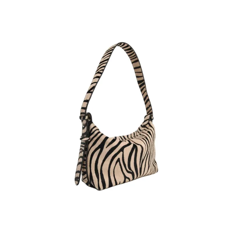 ZARA Cow Leather Shoulder Bag Regular Women's Beige & Black-1
