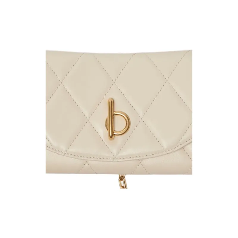 Burberry Lambskin Handheld One Shoulder Wallet Women's White-3