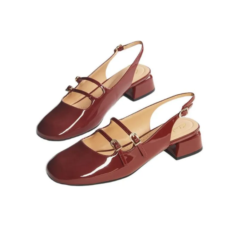 Clarks Daisy Collection Chunky Heel High Heels 6.5cm Women's Red-2