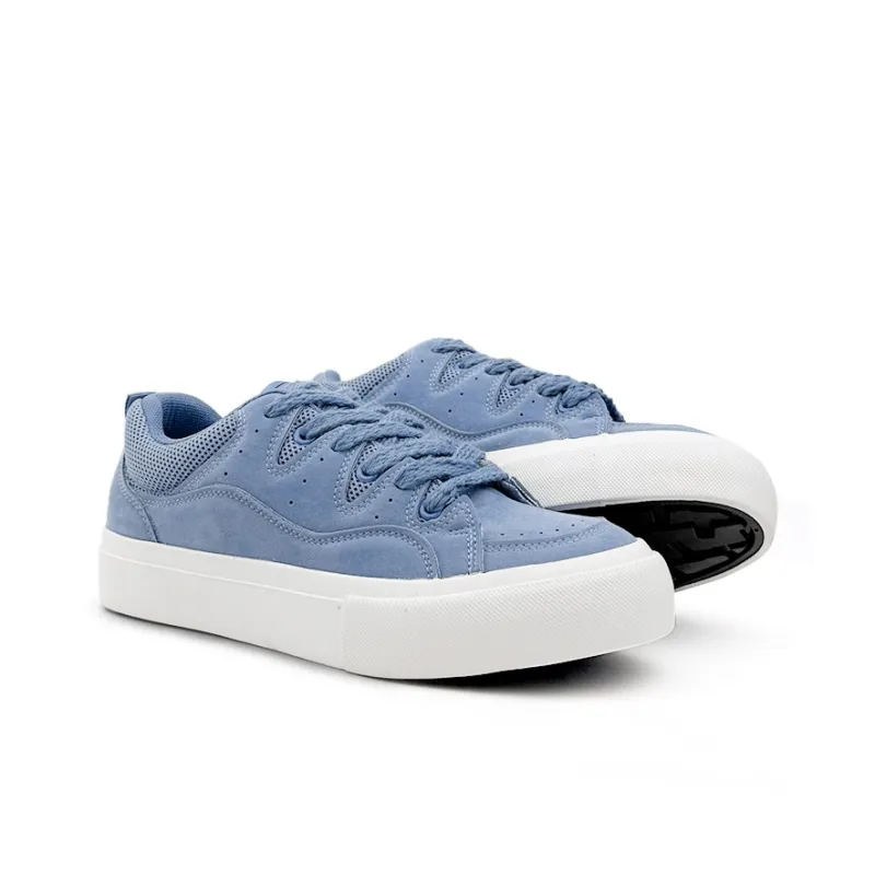 Mengsai Height Increasing Abrasion Resistant Lightweight Low Top Skateboard Shoes Unisex Sea Salt Haze Blue-2