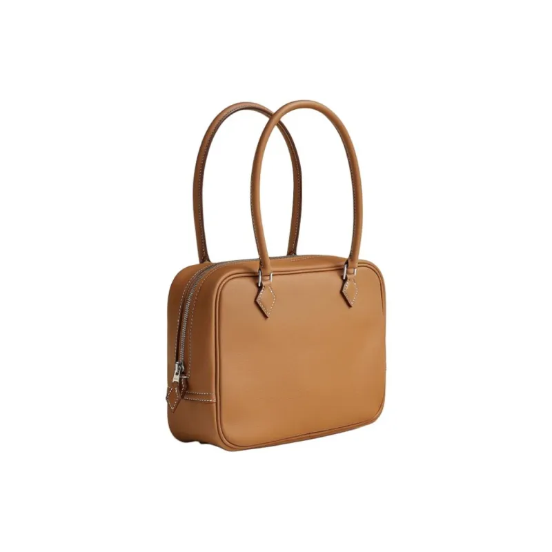 HERMES Plume Swift Cow Leather Handbag Mini Women's 37 Gold Gold Brown-1