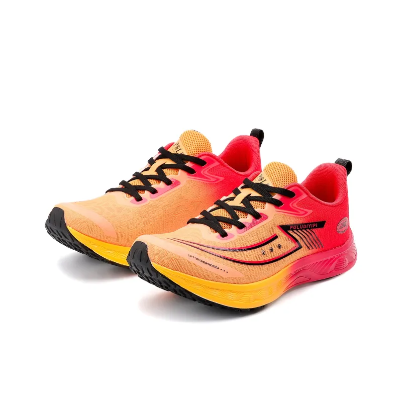 POLUDIYIPI Breathable Low Top Popcorn Running Shoes Unisex Fluorescent Enchanting Red-2