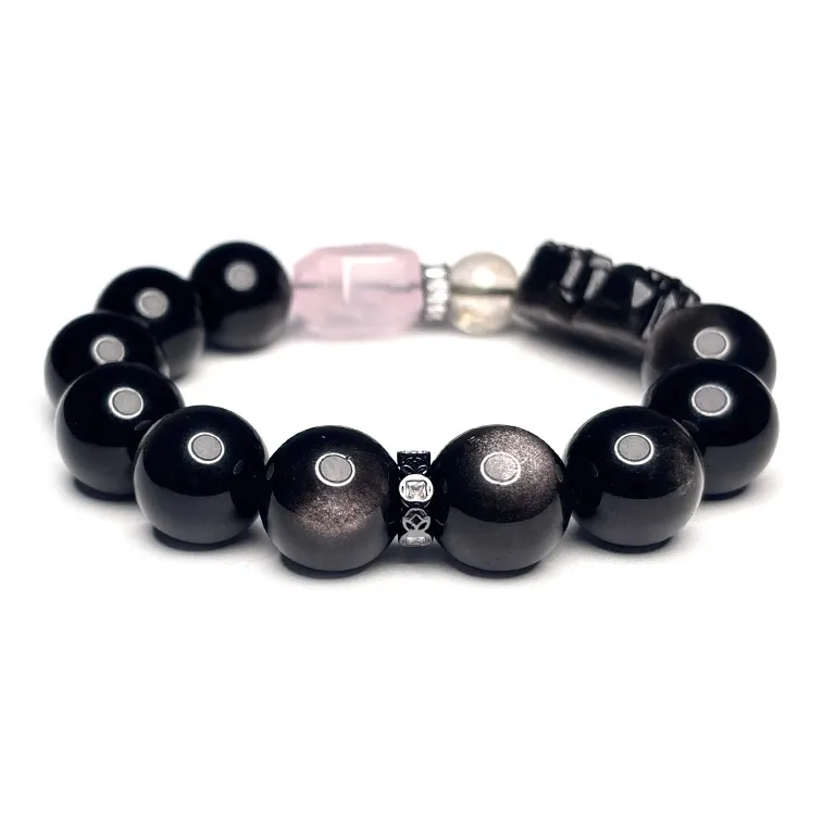 MOUNTAINS AND MANS Obsidian Luxury Good Luck Beaded Bracelet Men's-2