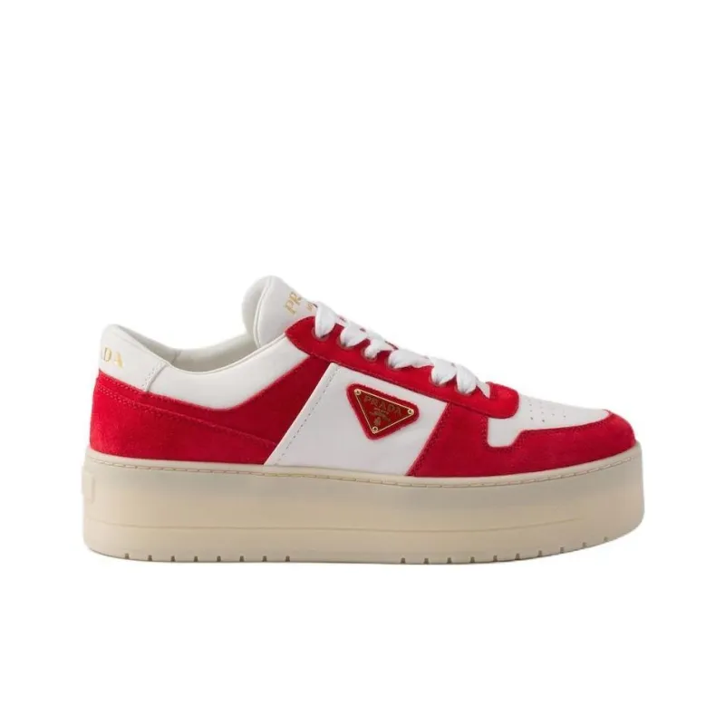 PRADA Downtown Low Top Skateboard Shoes Women's Red White-1