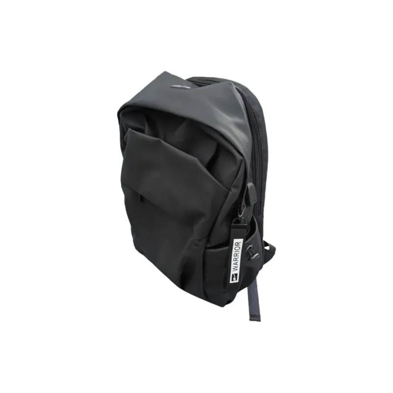 Warrior Nylon Fabric Backpack Unisex Black-5