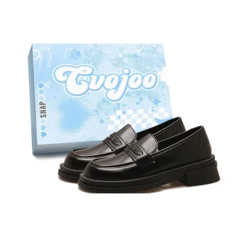 CVOJOO Loafers Chunky Heel Women's Black