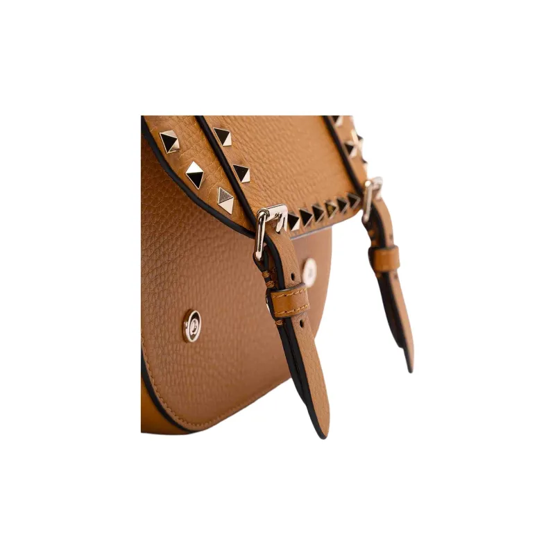 Valentino Rockstud Calfskin Messenger Bag Shoulder Bag Women's Brown-3
