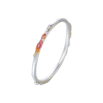 Heart Grass 999 Fine Silver Bangles Women's