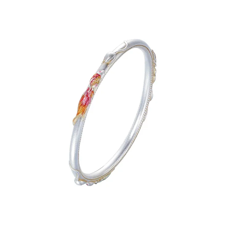 Heart Grass 999 Fine Silver Bangles Women's-0
