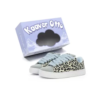 KAAVER OTTO Cushioning Lightweight Breathable Low Top Skateboard Shoes Women's Blue Leopard Print