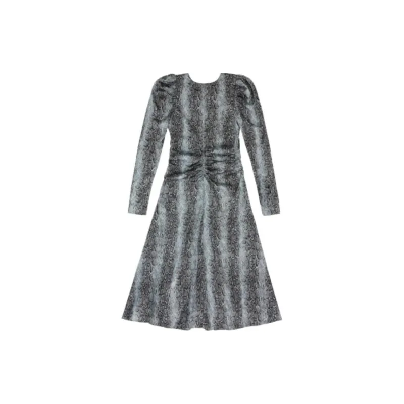 GANNI Ruched Detailed V Neck Midi Dress-1