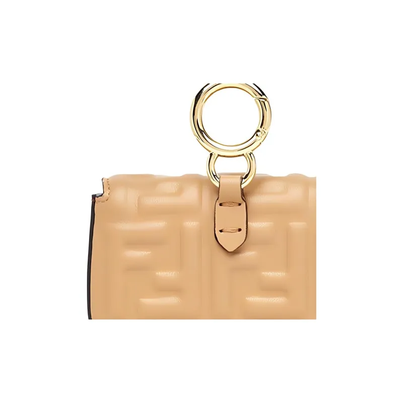 FENDI Sheepskin Portable Crossbody Bag Shoulder Bag Women's Beige-4