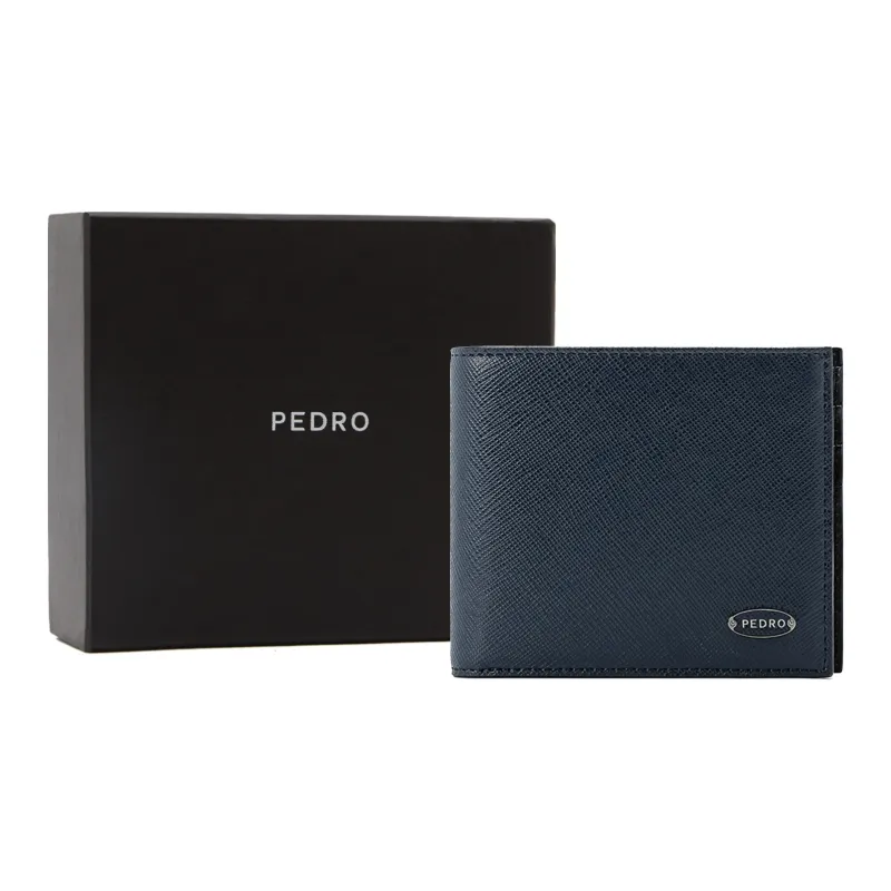 PEDRO Cow Leather Wallet Men's Black/Dark Blue-5