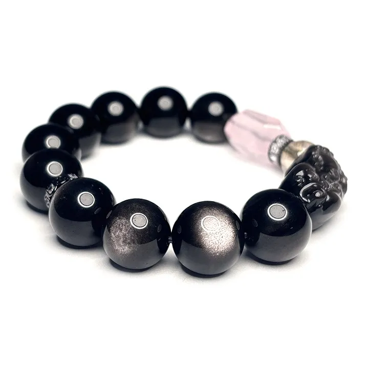 MOUNTAINS AND MANS Obsidian Luxury Good Luck Beaded Bracelet Men's-3