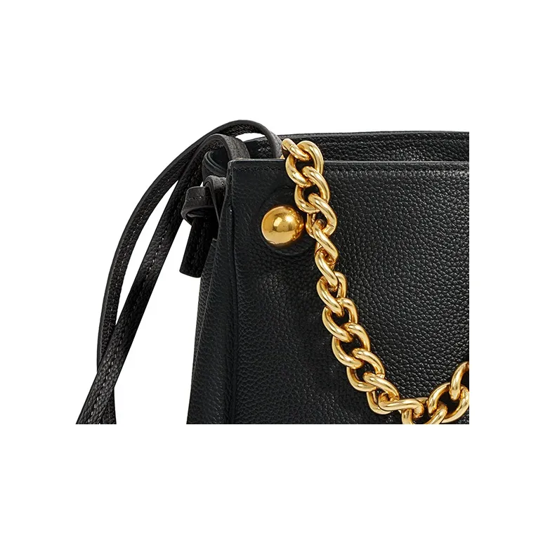 DEERE JACK Top Grain Cow Leather One Shoulder Handbag Regular Women's Black/Apricot-1