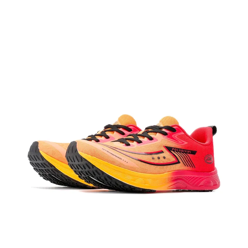 POLUDIYIPI Breathable Low Top Popcorn Running Shoes Unisex Fluorescent Enchanting Red-1