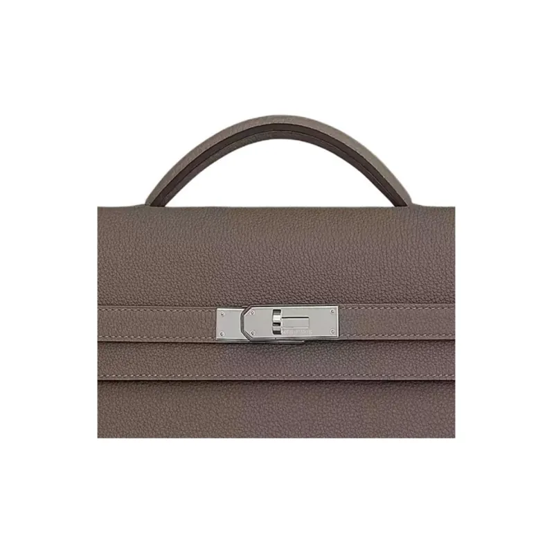 HERMES Kelly Depeches Togo Calfskin Briefcases Handbags Men's 8F Gris ÉTain Tin Gray-4