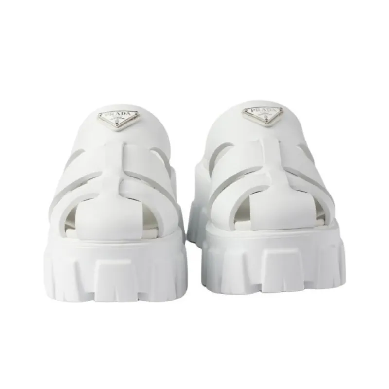 PRADA Monolith Closed Toe Slippers 5.5cm Women's White-4