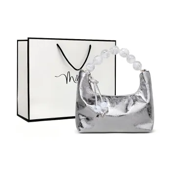 MILLIE'S Cow Leather Shoulder Bag, Crossbody Bag, Handbag Women's Silver