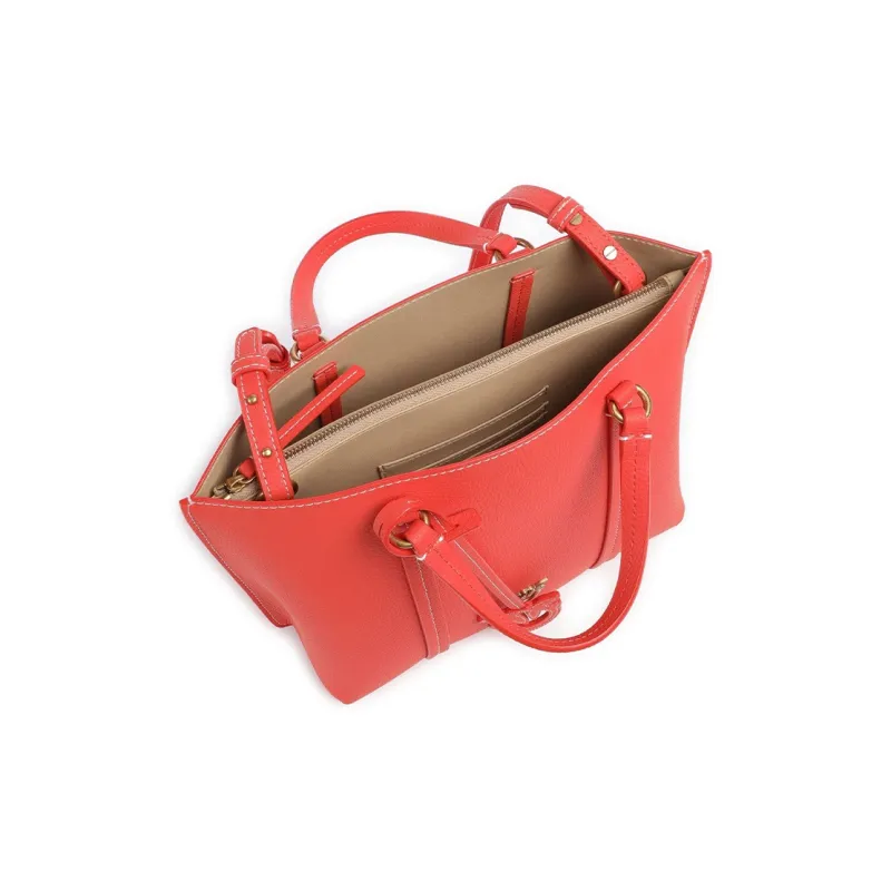 PINKO Grained Leather Tote Bag Shopping Bag Shoulder Bag Handbag Women's Orange-3