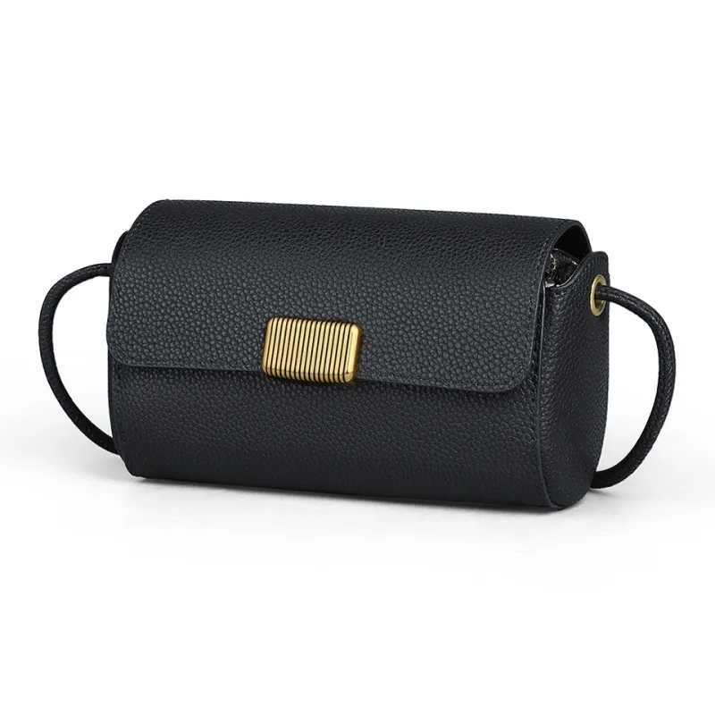MILLIE'S Cow Leather Shoulder Bag, Crossbody Bag, Small Square Bag, Pillow Bag Regular Women's Black-3