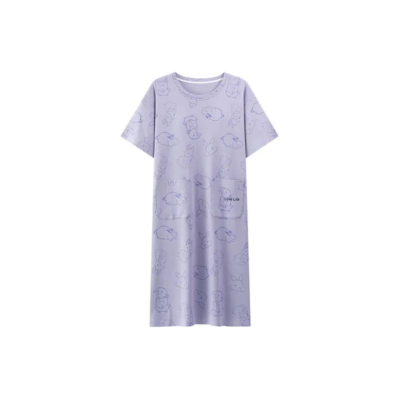XISHE Nightgown Women's Light Purple-0