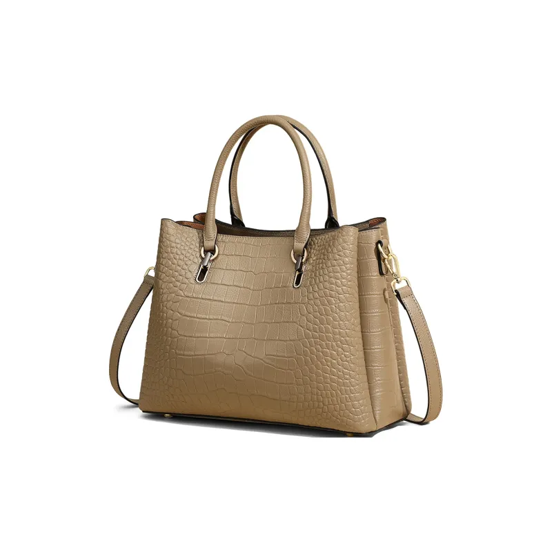 COMELY Cow Leather Handbag Shoulder Bag Crossbody Bag Regular Women's Black/Khaki-6