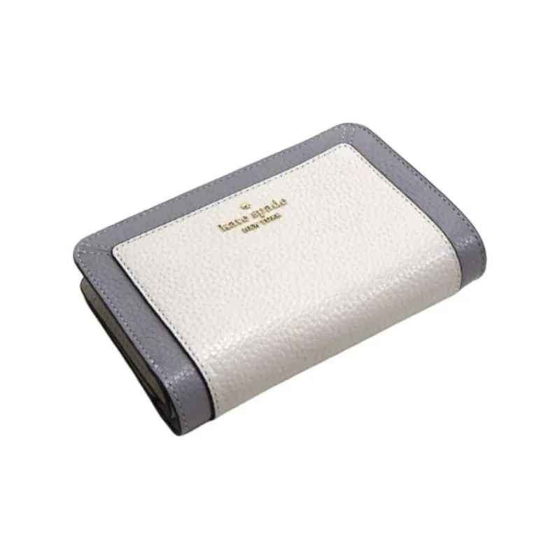 Kate Spade Litchi Grain Leather Wallet Medium Size Women's Gray-4
