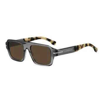 BOSS Acetate Rectangular Sunglasses Unisex Gray