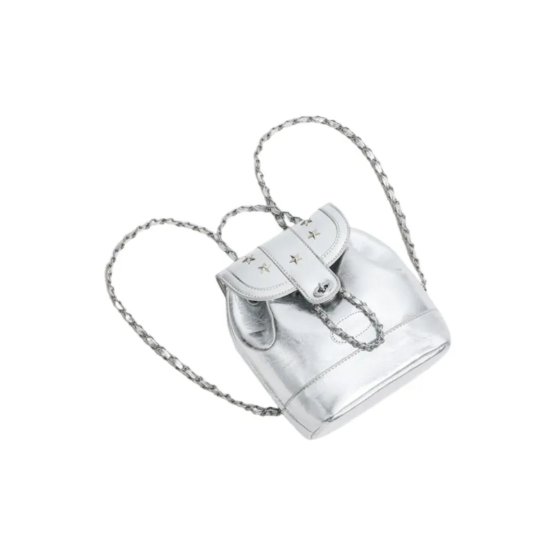 Warrior PU Backpack Medium Size Unisex Silver-3